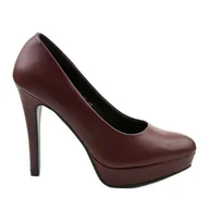 Czółenka - Bordowe matowe czółenka na szpilce Density czerwone - ButyModne - miniaturka - grafika 1