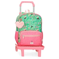 Plecaki szkolne i tornistry - Enso Garden Party Plecak szkolny z wózkiem Wielobarwny 30x38x12 cm Poliester, Biały, 30x38x12 cms, plecak szkolny na kółkach - miniaturka - grafika 1