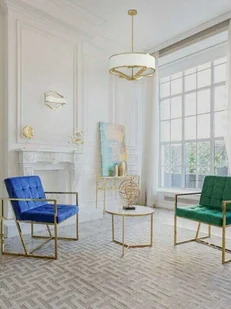 LAMPA WISZĄCA GERDO OLD GOLD złota oprawa biały klosz styl glamour - - Lampy sufitowe - miniaturka - grafika 1