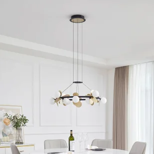 Lampa wisząca Lucande LED Pallo, 12-punktowa, czarny/złoty, szkło - Lampy sufitowe - miniaturka - grafika 1