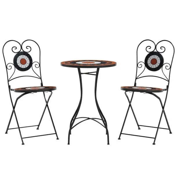 Zestaw Mebli Bistro Mozaika Terakota/Biały, Stół 50x70 cm, Krzesła 38x4