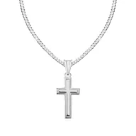 Bransoletki - Srebrny krzyżyk ZDOBIONY drobny z łańcuszkiem 925 - miniaturka - grafika 1