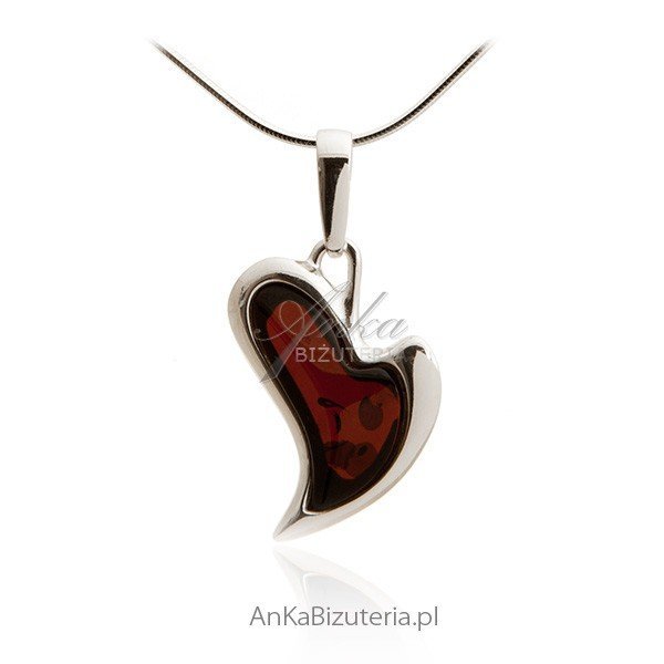 ankabizuteria.pl Zawieszka srebrna Serce z bursztynem