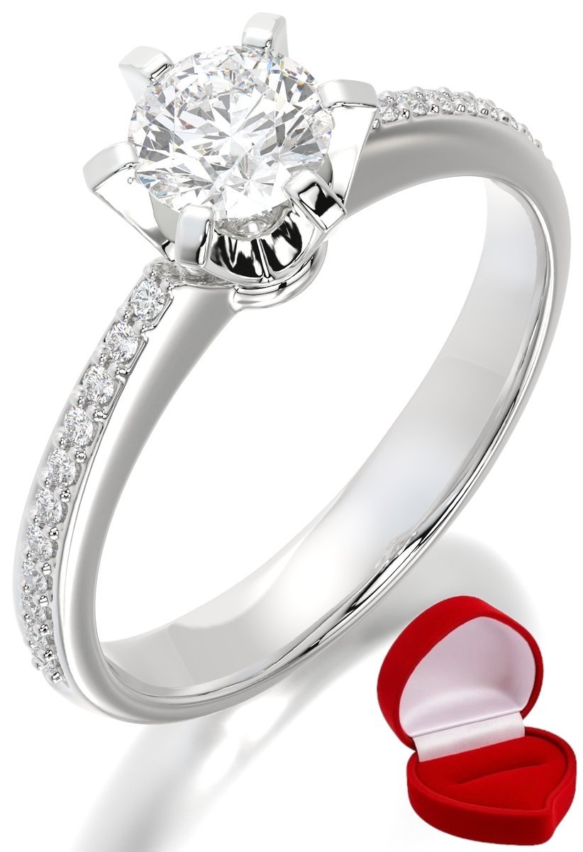 ZŁOTY PIERŚCIONEK ZARĘCZYNOWY 585 14k BRYLANT 0,50 ct BIAŁE ZŁOTO R11