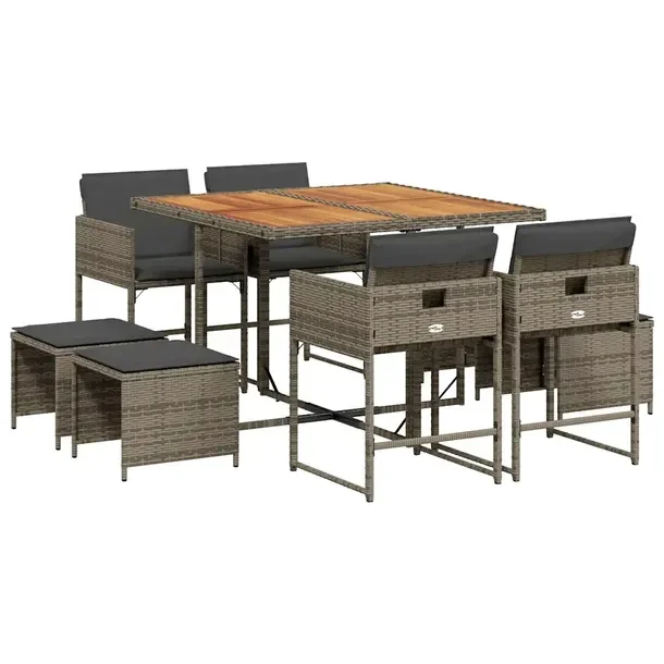 Zestaw Mebli Ogrodowych Rattan PE, Stół 110x106x73 cm, Krzesła 50,5x50x7