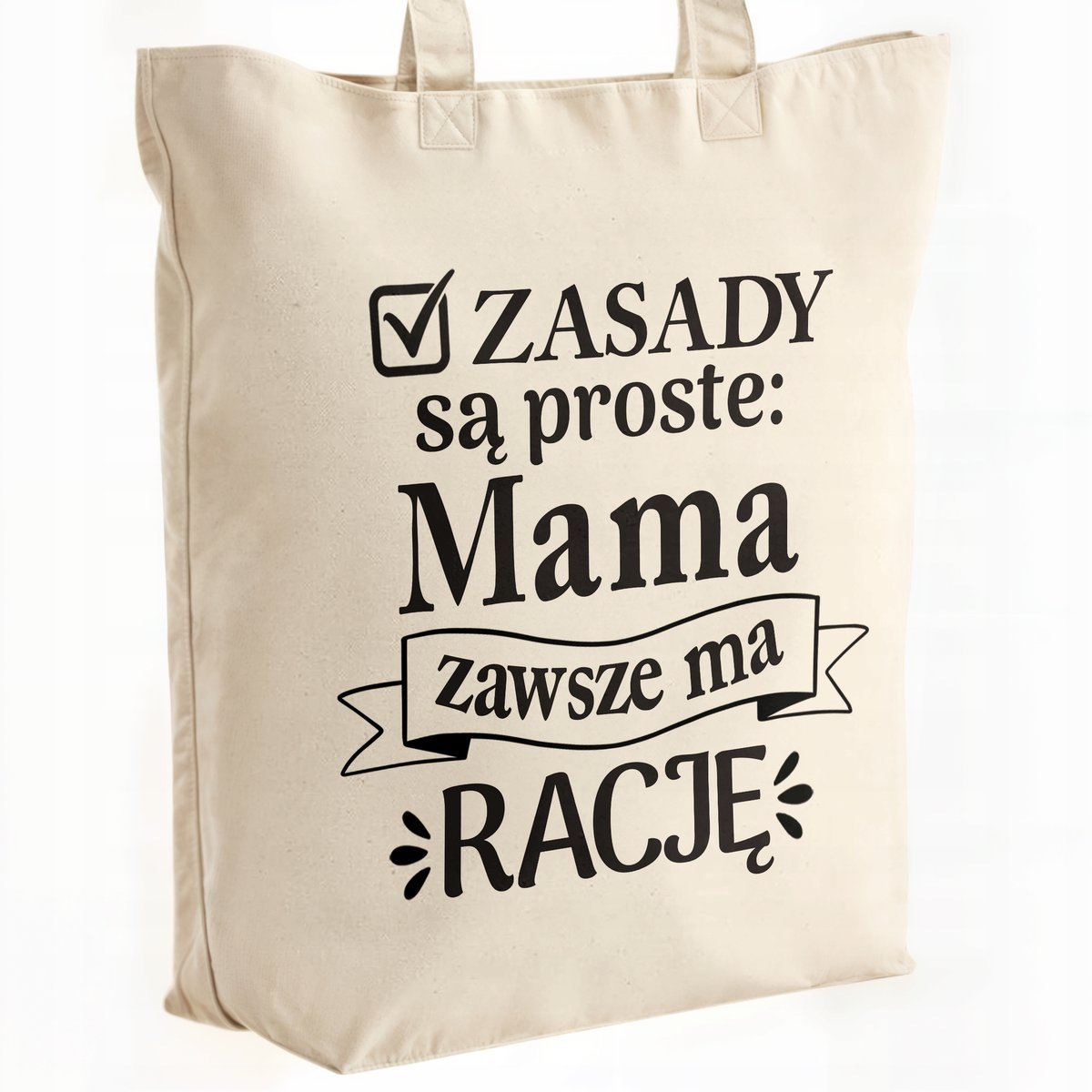 Torba bawełniana premium na zakupy Dzień Matki Prezent Zasady Są Proste
