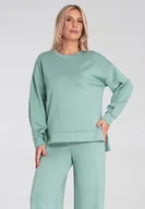 Bluzy damskie - Bluza damska bez kaptura Asymetryczna bluza Miętowa M1203 r. S/M - miniaturka - grafika 1