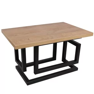 Ława Stolik kawowy LOFT czarna stal z blatem w kolorze złotego dębu 60x90cm Metalowe nogi - Ławy i stoliki kawowe - miniaturka - grafika 1