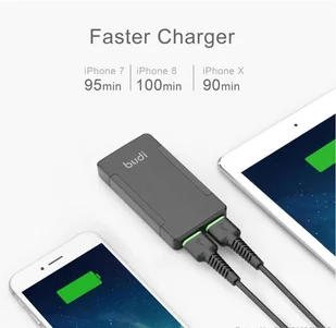 Budi - Ładowarka sieciowa 2x USB, 17W, super smukła, składana wtyczka (Czarny) - Ładowarki do telefonów - miniaturka - grafika 2