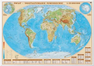 Świat. Mapa fizyczna ścienna - Mapy i plansze edukacyjne - miniaturka - grafika 1