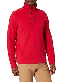 Bluzy męskie - Pierre Cardin Męska bluza Stand-up Collar Zip&Button Supersoft Terry Sustainable bluza, czerwony, 3XL - grafika 1
