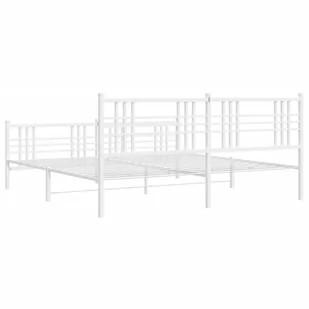 Metalowa rama łóżka z wezgłowiem i zanóżkiem, biała, 183x213 cm - Łóżka - miniaturka - grafika 7