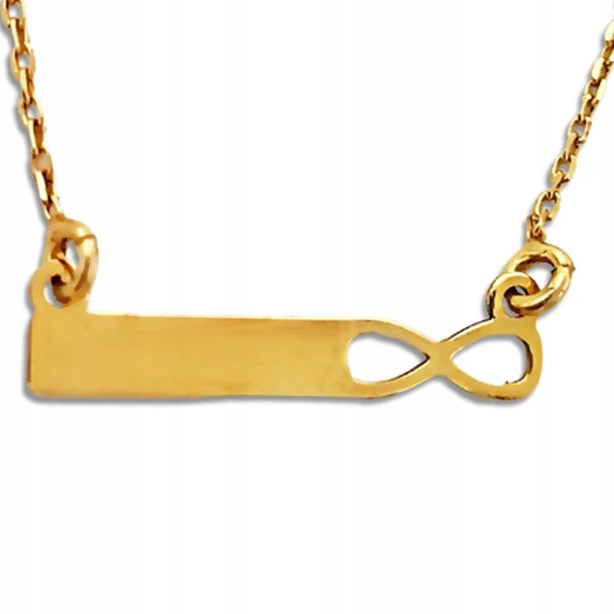 Srebrny naszyjnik 925 pozłacany z blaszką nieskończonością na prezent modny