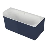 Wanny - Polimat Wanna narożna prawa Sola 170x75 cm owalna granat syfon i przelew chrom 00721 - miniaturka - grafika 1