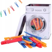 Inne artykuły do sprzątania - Klamerki do prania bielizny + pojemnik na spinacze - miniaturka - grafika 1