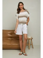 Koszulki i topy damskie - Fleur de Lin Koszulka "Epicea" w kolorze beżowo-szarobrązowym - miniaturka - grafika 1