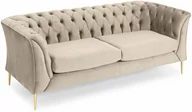 Sofy i kanapy - Edomator.pl Pikowana sofa dwuosobowa Chesterfield - jasny beż - miniaturka - grafika 1