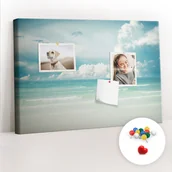 Tablice i flipcharty - Szkolna Tablica korkowa 60x40 cm, Kolorowe Pinezki, wzór Krajobraz morze - miniaturka - grafika 1