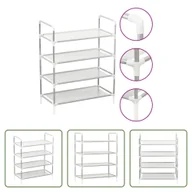 Szafki na buty - The Living Store Stojak na buty z 4 półkami Metal i włóknina Srebrny - miniaturka - grafika 1