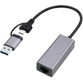 Kable - GEMBIRD ADAPTER USB TYP 3.1 + USB-C -> LAN RJ45 GIGABIT 15CM - miniaturka - grafika 1