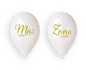 Wesele i ślub - Balony lateksowe, Mąż i Żona z wężykiem, 13", białe, 4 sztuki - miniaturka - grafika 1