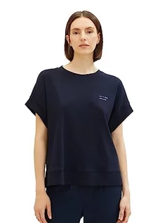 Koszulki i topy damskie - TOM TAILOR Damska koszulka z napisem, 10668-sky Captain Blue, XS - grafika 1