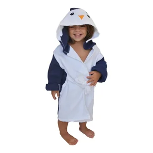 Biało-niebieski bawełniany szlafrok dziecięcy rozmiar L Penguin - Rocket Baby - Szlafroki dla dzieci - miniaturka - grafika 1