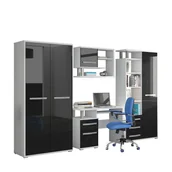 Zestawy mebli biurowych - Zestaw Mebli Młodzieżowych 2 Angel MebloCross Biały Mat / Czarny Połysk - miniaturka - grafika 1