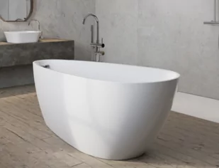 Besco WA-160-GZB GOYA A-LINE GLAM złota wanna wolnostojąca maskownica syfonu z przelewem biała 160 x 73 - Wanny - miniaturka - grafika 2