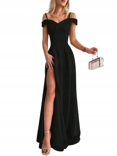 SHEIN SUKIENKA KOKTAJLOWA CZARNA PROSTA MAXI M 1HB