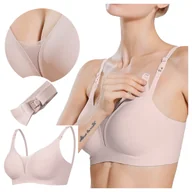 Biustonosze ciążowe - Biustonosz ciążowy stanik bezszwowy do karmienia - beżowy - XL - miniaturka - grafika 1