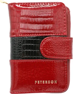 Peterson Elegancki damski portfel na karty i monety, z RFID, czerwony, 8,5x12,5 cm - Portfele - miniaturka - grafika 1