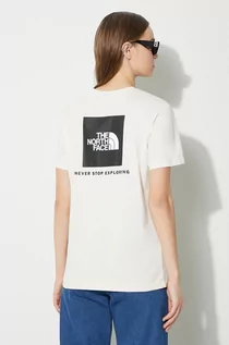 Koszulki sportowe damskie - The North Face t-shirt bawełniany W S/S Relaxed Redbox Tee damski kolor beżowy NF0A87NKQLI1 - grafika 1