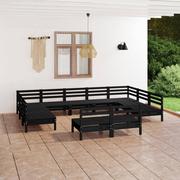 Meble ogrodowe - vidaXL 11-cz zestaw wypoczynkowy do ogrodu czarny drewno sosnowe 8720286692035 - miniaturka - grafika 1
