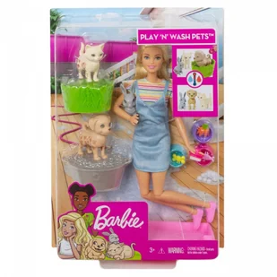 Mattel Barbie Kąpiel Zwierzatek FXH11 - Lalki dla dziewczynek - miniaturka - grafika 1