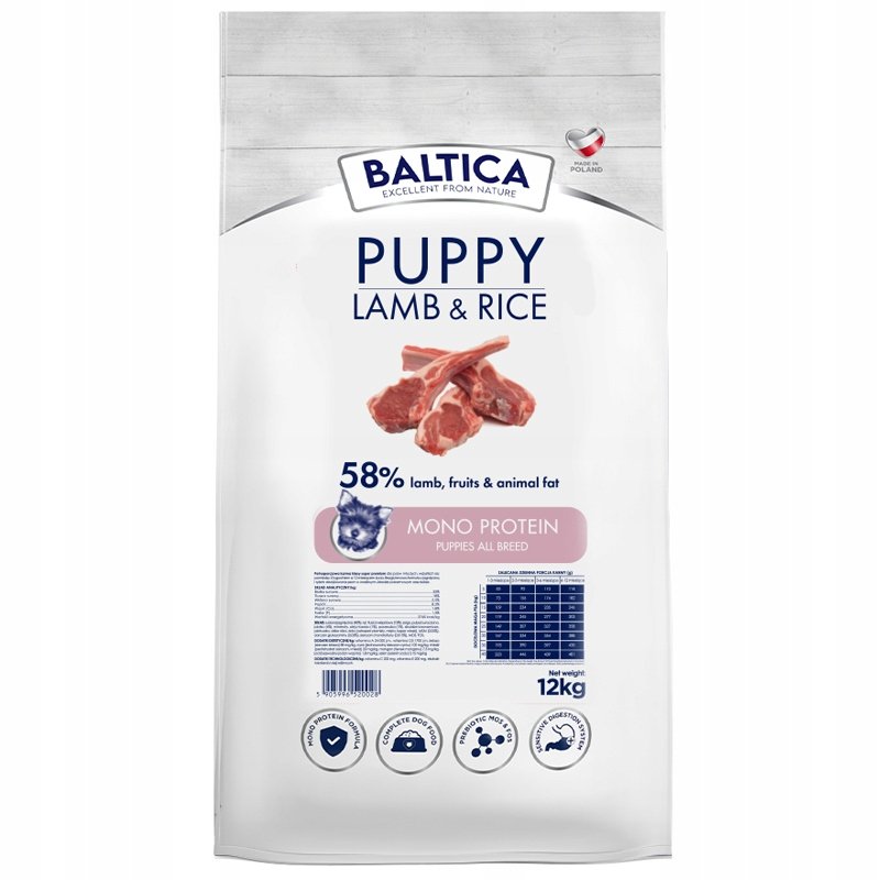 Baltica Puppy Lamb & Rice Jagnięcina z ryżem dla szczeniąt 12 kg
