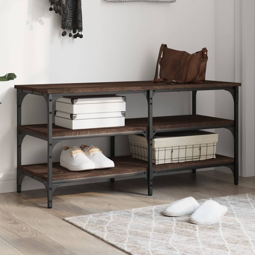 Ławka na buty Brązowy dąb 100x38,5x49 cm Materiał drewnopochodny