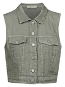 Kamizelki damskie - Herrlicher Lniana kamizelka w kolorze zielonym - miniaturka - grafika 1