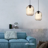 Lampy sufitowe - Paul Neuhaus Lampa wisząca art deco czarna z bursztynowym szkłem - Chris - miniaturka - grafika 1