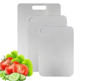 Deski do krojenia - DESKA DO KROJENIA ZE STALI NIERDZEWNEJ ZESTAW 3SZT. SOLIDNE METALOWE - miniaturka - grafika 1