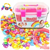 Prace ręczne dla dzieci - MEGA ZESTAW KORALIKÓW DO ROBIENIA BRANSOLETEK NASZYJNIKÓW BIŻUTERII PREZENT - miniaturka - grafika 1