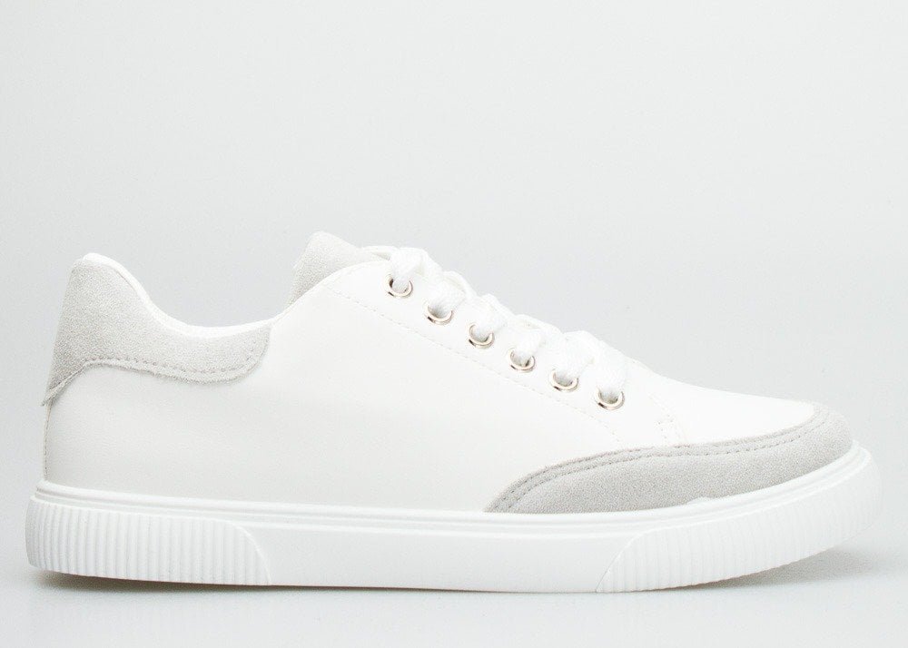 Seastar Tenisówki z szarymi zamszowymi wstawkami białe-39