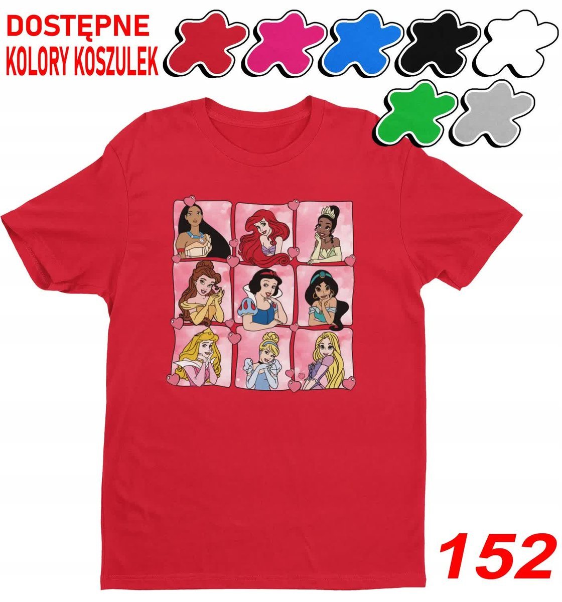 Dziecięca Koszulka Z Nadruk.Księżniczki Dla Dziewczynki Postacie -M 134-140