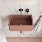 Umywalki - Massi Umywalka betonowa wisząca / nablatowa prostokątna bez otworu na baterię 45 x 30 cm BESENI różne kolory - miniaturka - grafika 1