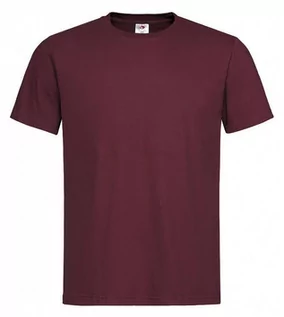 Koszulki męskie - Bordowy Bawełniany T-Shirt Męski Bez Nadruku -STEDMAN- Koszulka, Krótki Rękaw, Basic, U-neck - Stedman - grafika 1