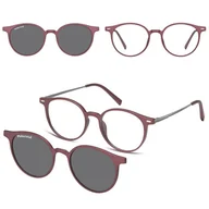 Okulary korekcyjne, oprawki, szkła - Okulary pod korekcję z polaryzacyjną nakładką przeciwsłoneczną CLIP-M-TRC299C-1 bordowy - miniaturka - grafika 1