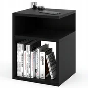 Szafki nocne - Szafka Nocna Czarna 32 CM Szerokość Bez Szuflad Stolik Nocny Nakastlik Loft - miniaturka - grafika 1