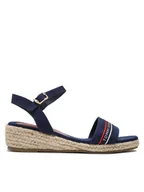 Buty dla dziewczynek - Tommy Hilfiger Espadryle Rope Wedge Sandal T3A7-32777-0048 M Granatowy - miniaturka - grafika 1