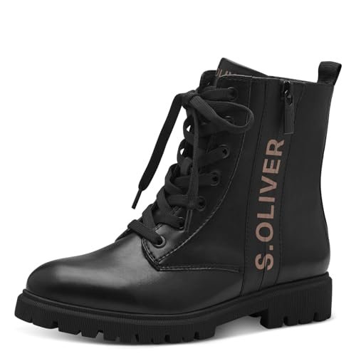 s.Oliver Damskie sztyblety Lace Boot Flat 5-25222-43, czarny, 37 EU