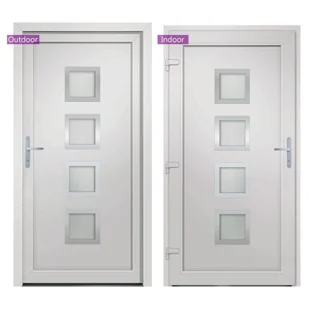 vidaxl Drzwi wejściowe, białe, 108x208 cm, PVC 8720845887001 - Drzwi zewnętrzne - miniaturka - grafika 7